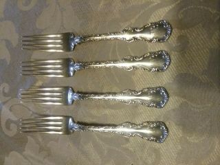 Set Of 4 Birks Louis Xv Sterling Silver Dinner Forks Monogrammed Hm