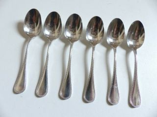 Set Of 6 Christofle " Perles " Silver Plate Demitasse Spoons 3 9/10 " (set 2)