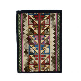 Vintage Hand Woven Wool Tapestry Mid Century Modern Geometric Tribal Wall Hang