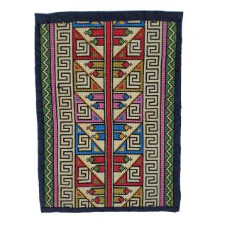 Vintage Hand Woven Wool Tapestry Mid Century Modern Geometric Tribal Wall Hang 2