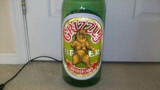Grizzly Beer Canadian Lager lighted bottle wall sign 2