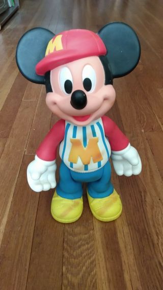 Vintage Walt Disney Mickey Mouse Baseball Player Pose - Able 12 " Rubber Toy