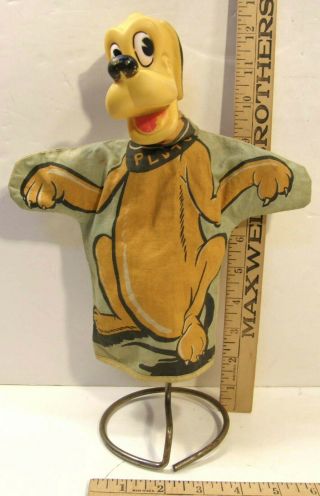 Vintage Wdp Disney Pluto Dog Hand Puppet Rubber Squeaker Head Cloth Body