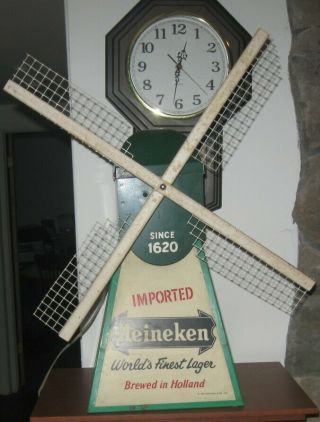 Vintage/authentic Heineken Beer Motorized & Lighted Bar Light/display Windmill