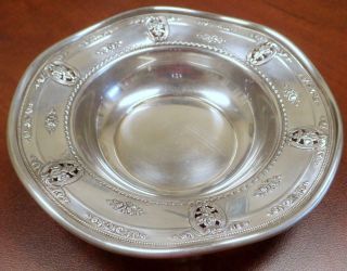 Antique 1920 Sterling Silver Bowl Dish Wallace 4.  6 Toz.  6.  75 " Rose Point 4600 - 9