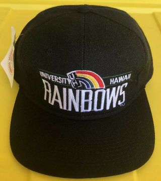 Nwt Vintage 90s Hawaii Rainbows Youngan Split Bar Plain Logo Snapback Hat Cap