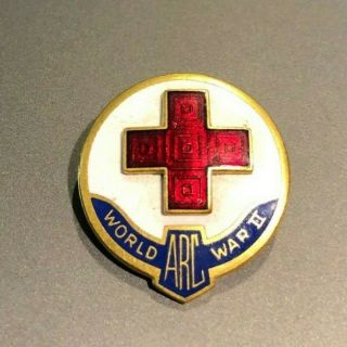 Vintage World War Ii American Red Cross Arc Ww2 Enamel Military Lapel Hat Pin