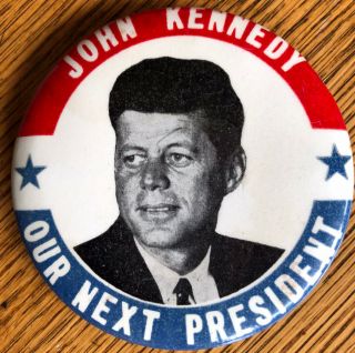 Vintage Jfk John F.  Kennedy 3 1/2” Pin Pinback