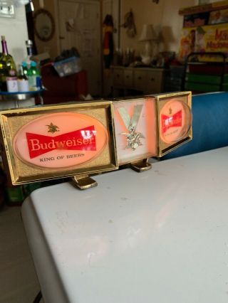Rare Vintage Budweiser Beer Clamp On Bar Mancave Light Up Sign Bud Advertising
