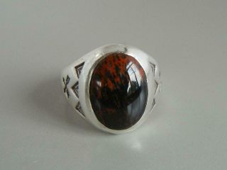 Vintage Ring Bell Trading Post Sterling Silver Petrified Wood Jasper Size 9 1/2