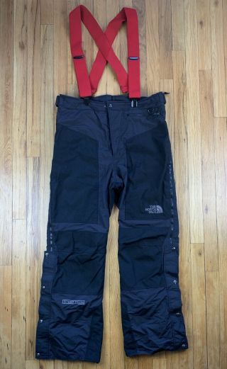 Vintage The North Face Steep Tech Ski Snow Bibs Pants Size Large Black / Red