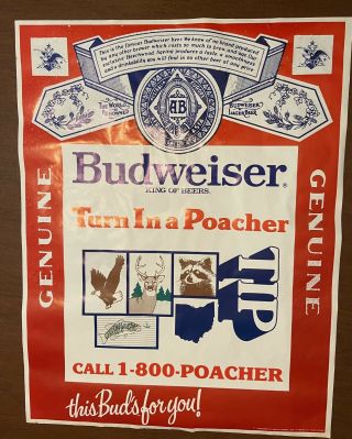 Budweiser " Turn In A Poacher " Vintage Poster Rare Collectible Print 26 X 20