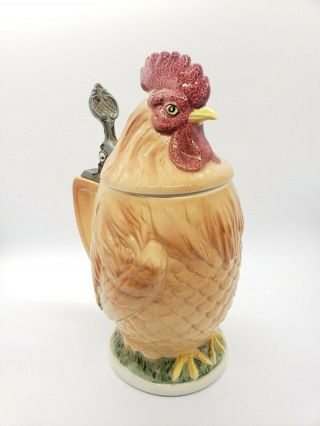 Vintage Ceramic Figural Chicken Rooster Lidded Beer Stein Japan Aa Importing Co.
