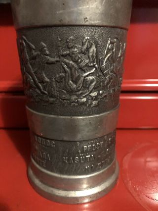 Vintage Wmf Rein Zinn Pewter Mug German Wineglass Tin Battle Scene