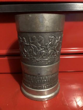Vintage WMF Rein Zinn Pewter Mug German Wineglass Tin Battle Scene 2