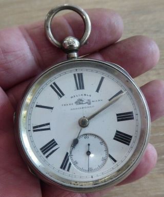 Quality Antique Large Chunky Solid Silver Pocket Watch // Dates C1882