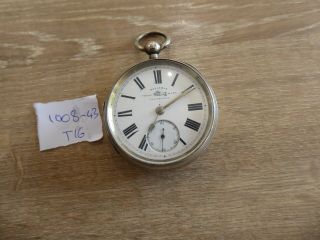 QUALITY ANTIQUE LARGE CHUNKY SOLID SILVER POCKET WATCH // DATES C1882 3