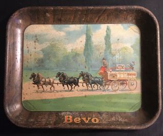 Prohibition - Era 1920’s Tin Litho “BEVO” BEVERAGE TRAY By Anheuser - Busch 2
