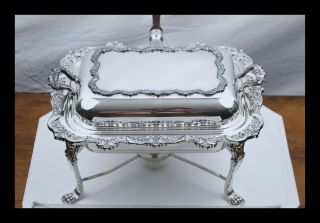 Old English By Poole Silver Plate Chafing Dish W/lid,  Burner & Stand 5020