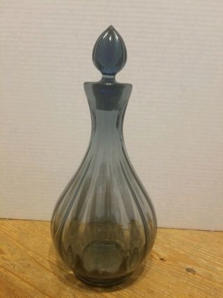 Fenton Deep Blue Art Glass Decanter - Vintage And Marked - Stopper