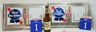 2 Vintage Old Stock Pabst Blue Ribbon Beer Calendar Card Date Sign Rare