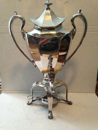Vintage Reed & Barton Silver Plate Coffee Serving Urn With Spout & Burner