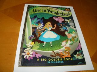 Walt Disney Alice In Wonderland Big Golden Book 1950s 8th " I " Illustrated Exc