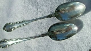 Two Reed & Barton Sterling Silver Georgian Rose Serving Spoons No Monogram