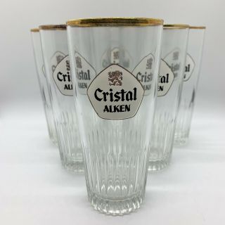 Vintage Belgian Cristal Alken Beer Glasses.  Set Of Six (6).