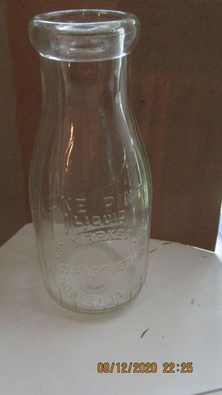 Vintage H W Parthemore Pint Milk Bottle 267 Market St Highspire Pa York Pa