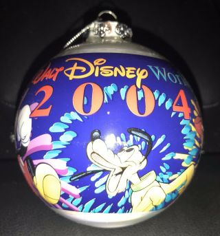 2004 Disney World Glass Ornament Mickey Minnie Pluto Donald Goody