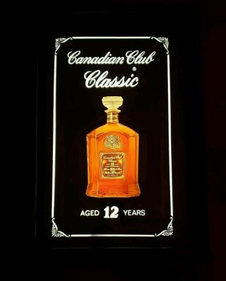 Canadian Club Whiskey Lighted Mirror Sign Cc Heram Walker Rare