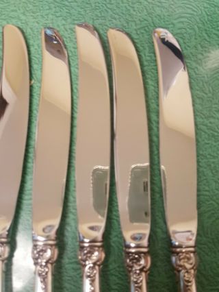 SET OF 6 WALLACE GRANDE BAROQUE STERLING SILVER & STAINLESS DINNER KNIVES G01 3