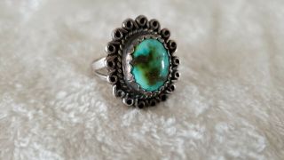Old Pawn Vintage Navajo Royston Turquoise Sterling Silver Ring Sz 9 Signed Mw