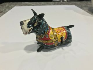Vintage Marx Wind Up Tin Toy Dog Wee Scottie Scottish Terrier Tin Dog
