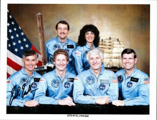 Space Shuttle Sts - 41 - D Crew Photo Hand Signed Mike Mullane