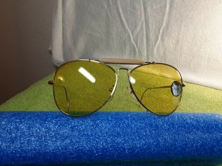 Vintage Bushnell Korea Shooting Eyeglasses 60□12 Gold /yellow Lenses
