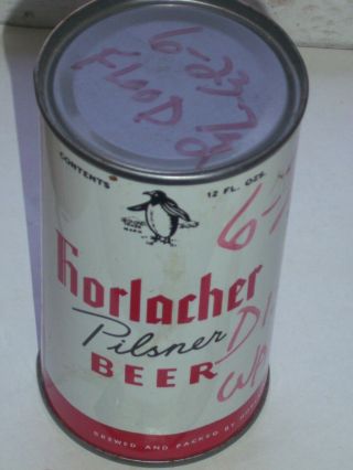 12 Oz.  Horlachers Pilsner Steel Beer Can,  Filled With Distilled Water 1972 Flood