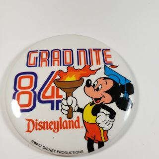 Disneyland Grad Nite 1984 84 Pinback Pin Button Disney Mickey Mouse Vintage