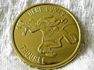 Disney Metal Medallion Coin Pirates Of The Caribbean Pluto Here Comes Trouble