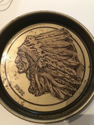 Vtg Iroquois Indian Head Beer Tray Buffalo Ny Overall Solid Low $$ Gold