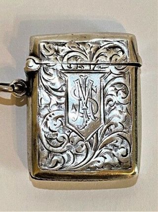 English Sterling Silver Acanthus Scroll Vesta Match Case 1909.