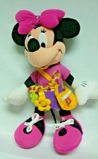 Vintage Mattel Disney 15 " Minnie Mouse " Teach & Learn To Dress " Soft Plush Doll