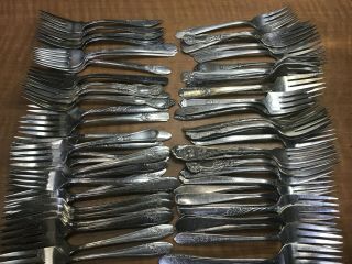 55 Pc Mixed Antique To Vintage Silverplated Salad Or Dessert Forks Craft Or Use