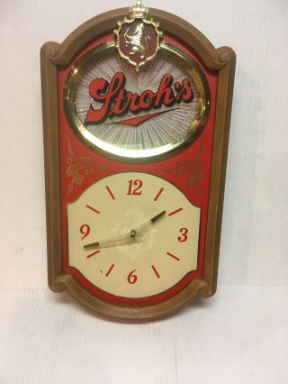 Vintage Stroh’s Lighted Beer Clock Motion Sign 1987 Old Stock Everbrite