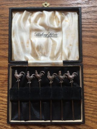 Rooster Sterling Martini Olive Spears Box Set Of Six