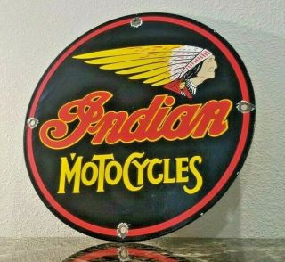 Vintage Indian Motorcycles Porcelain Old Motor Bike Service Station Pump Sign
