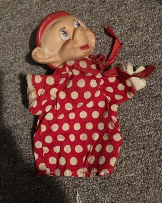 Vintage 50s Dopey Walt Disney Hand Puppet Gund Mfg.  Co.  W/ Tag
