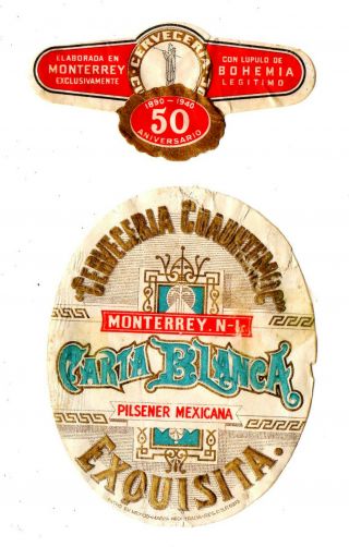 1890 - 1940 Cervecera Cuauhtemoc Brewery,  Monterrey,  Mexico Beer Label Set