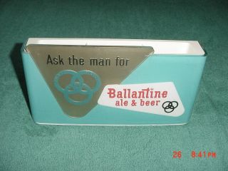 Vintage Ballantine Ale & Beer Bar Napkin Stirrer Scraper Holder Sign